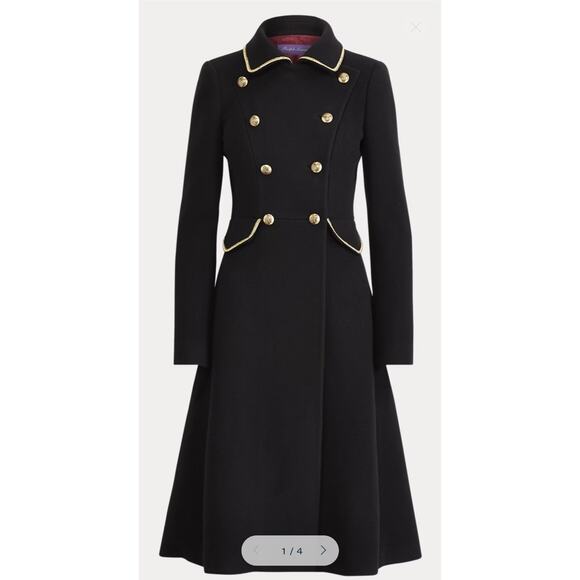 $2900 Ralph Lauren Collection Black Wool Double-Breast Clifton Coat Purple Label - Picture 9 of 16
